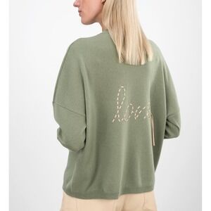 MAX&MOI Paris Wool Cashmere Love Sweater Womens XS Green Crew Oversized Cozy